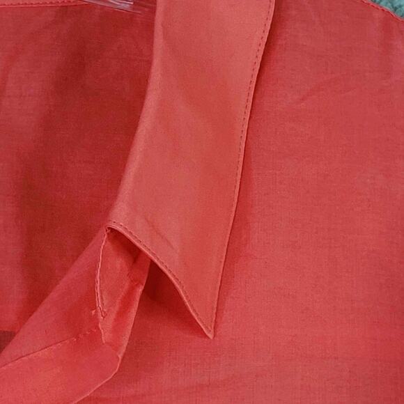 Chicos Shirt Womens Button Up Collared LS Blouse Orange Size 2 US Large Cotton - Picture 5 of 10
